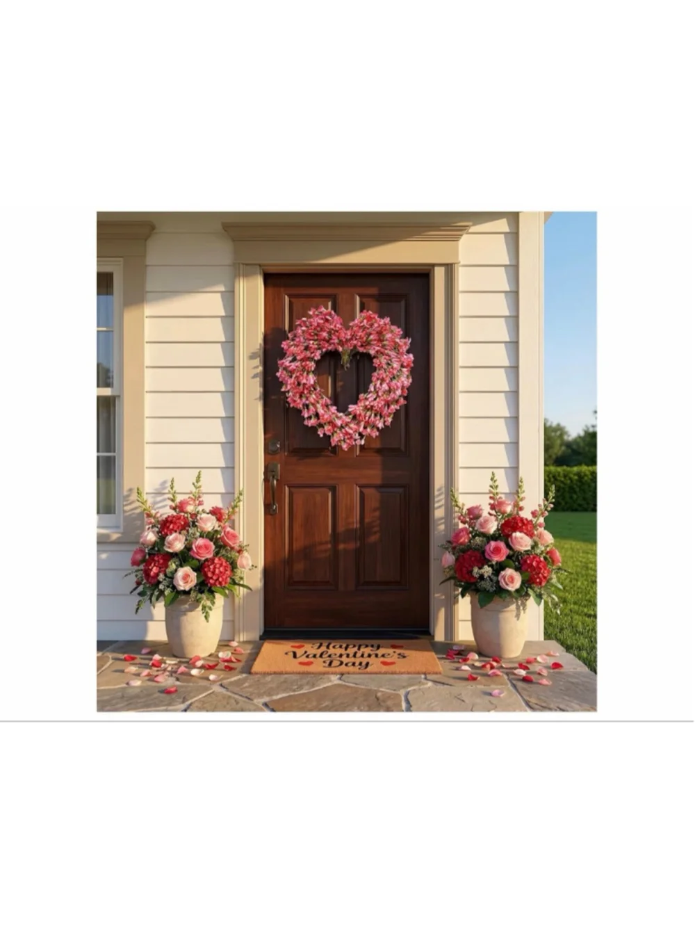 NEW 20” Red Artificial Forsythia Heart Wreath Wedding Engagement Detachable Bow